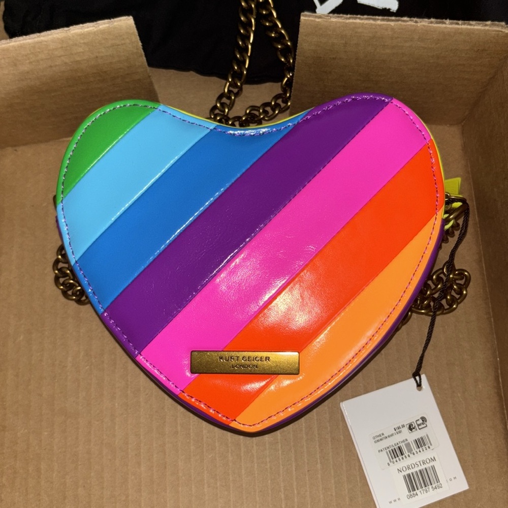 Kurt Geiger Red and Pink Crossbody Bag details  16 pics new never worn. 6W 6H 2D - Picture 2 of 16